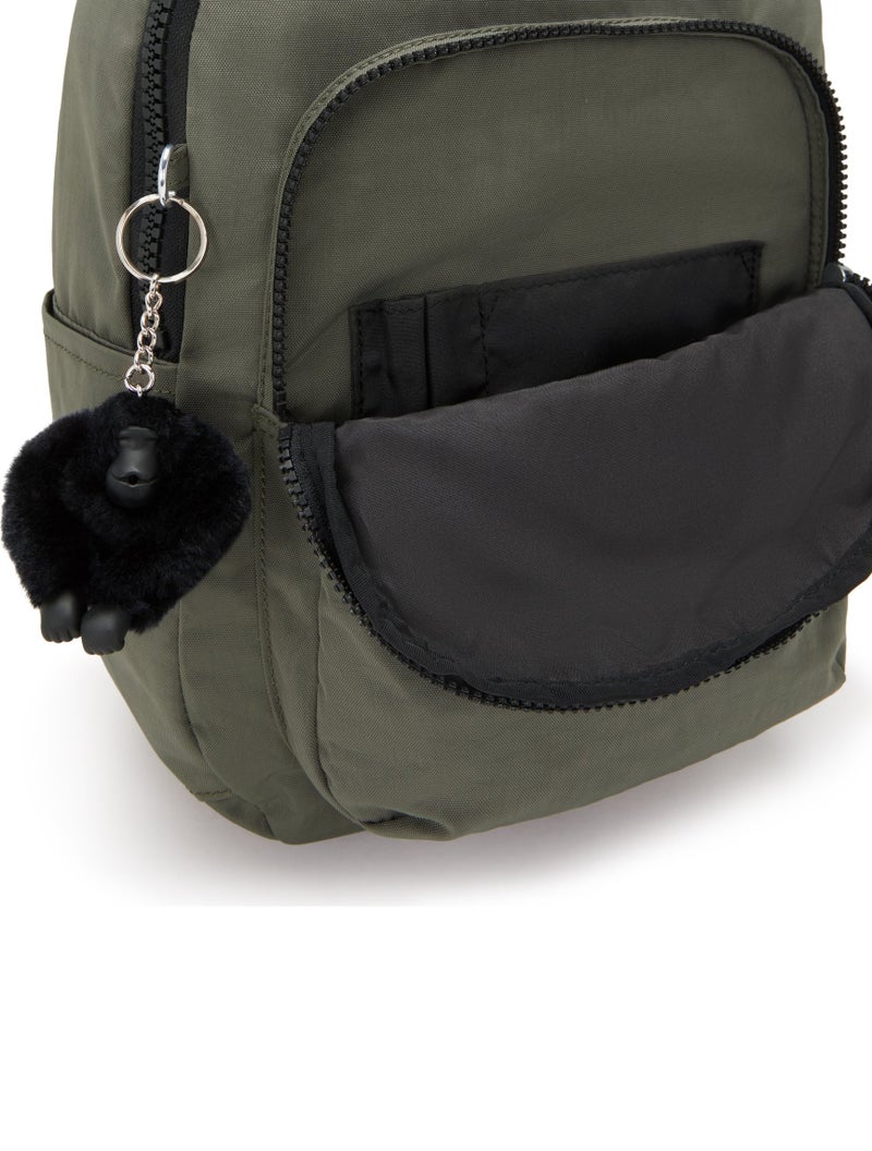 kipling Seoul Small Unisex Backpack (With Laptop Protection) - Green Moss - Image 5